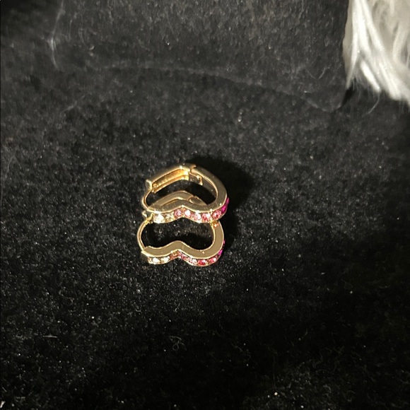 Chic Gold and Pink Heart Earrings - Picture 4 of 4